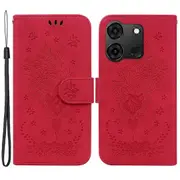 Phone Wallet Case For Infinix Smart 7 Plus, Rose Butterfly Imprinted Leather Stand Cover