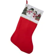 Northlight 19" Christmas Traditions Red White Gold Jolly Snowmen Scene Stocking