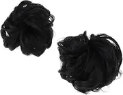 FRCOLOR 2Pcs Synthetic Hair Bun Ring Tool for Women Black Hair Chignon Plate Delicate Headwear for Adding Volume and Fullness to Ponytails Easy to Use and Durable Hair Accessories