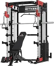 Ritkeep PMAX 5600 Pro Home Gym SmithΔ Machine, 6-in-1 Squat Rack Dual Cable Crossover Machine with 326 Weight Stacks, Training Equipment with Pulley System