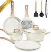 10pc Nonstick Granite Cookware Set PFAS PFOA Free Cool Handles