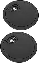 HOODANCOS 2pcs Desktop Threading Box Cable Hole Lids Wire Hole Cover Desk Wire Grommet Wire Organizer Desk Grommets Cord Management Tools Cable Hole Cover Home Desktop Decor Black Zinc Alloy