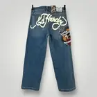 NEW Ed Hardy Jeans BRAVE HEARTS STAY TRUE Womans 32 Wide Leg Eagle Y2K Skate NWT