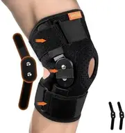 Hinged Knee Brace, Adjustable Knee Support Wrap for Men and Women, Pain Relief Swelling and Inflammation, Patellar Tendon Support Sleeve for Helping Relieve Strains, Sprains, ACL and MCL Injuries (M)