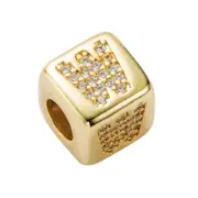 Brass Micro Inlaid Couple Red String Pull Diy Bracelet English Letter Beads Style - W