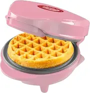 Bestron Mini waffle maker in Christmas edition, waffle maker with non-stick coating, Waffle maker ideal for Christmas, parties or as a gift, waffle size: 10 cm, colour: Matte Pink