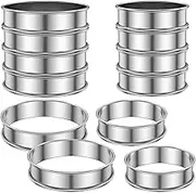 12-Pieces English Muffin Rings 4 Inch 304 Stainless Steel Crumpet Rings Nonstick Tart Rings Double Rolled Muffin Tart Rings Crumpet Ring Molds Pastry Round Ring Molds Muffin Rings (8cm+10cm)
