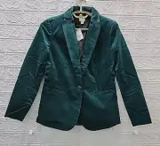 New J.Crew One Button Piped Blazer Green Size 2