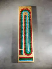 Bicycle 3-Track Color Coded Wooden Cribbage Game Brown with Pegs