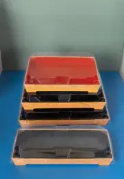 50× Sushi Takeaway Box Food Sushi Packaging Box Disposable Container +PET Lids