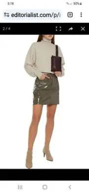 $395 rag & bone Hayden Vinyl skirt Army Green Size 24 New With Tags