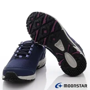 日本月星Moonstar機能女鞋戶外多功能系列4E寬楦防水透濕健走鞋款025藍(女段)