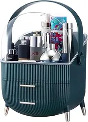 The Brandster Portable Makeup Storage Case Organiser Cosmetic Display Drawer Jewellery Box Holder Stand, Green