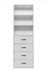NNEDSZ GENEVA 3 SHELF 4 DRAWER BUILT IN WARDROBE - WHITE - SLIM - OVAL BLACK
