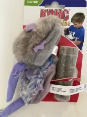 Kong Cat Refillable Plush Catnip Toy Purple Mouse And Frosty gray Mouse