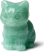 DUQGUHO Green Aventurine Cat Crystal Figurines - Lucky Cute Cat Statue for Room Desk Decor 1PC