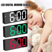 Bedside Digital Clock Mirror LED Display Desk Table Time Temperature AlarmMorden