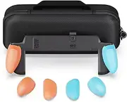 [SAVAGE RAVEN] by Skull & Co. NeoGrip Bundle for Nintendo Switch 2: An Ergonomic Grip Hard Shell Handheld Case with Replaceable Grips [to Fit All Hands Sizes] [with Carrying Case] - Neon Blue + Neon Red