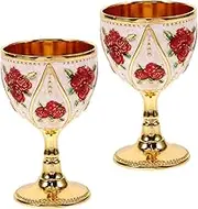 Luxshiny 1set European Wine Glass Cup Luxury Style Cup Vintage Metal Wine Goblet Beer Mug Metal 2pcs
