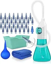 Ear Wax Removal Tool, Ear Cleaning Kits for Adults Kids, Safe & Effective Earwax Clean System Easy to Operate, Safety Ears Irrigation Flushing System, with 30 Tips, Basin, Towel, Air Bulb