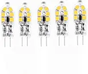 5-Pack 12V G4 LED Light Bulb AC/DC 12V JC G4 Bi Pin Bulb, Type GU4 GZ4 G4 Base10W-20W T3 Halogen Track Bulb Not Dimmable (Not 220V-240V) No Flicker (6000K White)