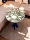 18" Round Natural Agate Stone Coffee Table Natural Agate Gemstone Home Decors