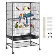 52 inch Standing Large Bird Cage, Carbon Steel Flight Bird Cage for Parakeets, Cockatiels, Parrots, Macaw with Rolling Stand and Tray