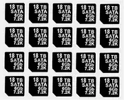 20PCS Capacity Sticker Label for Hard Drive Tray Caddy DXD9H 0DXD9H X7K8W 0X7K8W, Compatible for Dell PowerEdge 16th-14th Gen r740 r640 r440 r340 r750 r650 r550 r760 r660 r6625, 18TB, SATA, 6GB, 7.2K