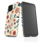 For Google Pixel 4 Case Armour Protective Cover Flowers Orange Blue