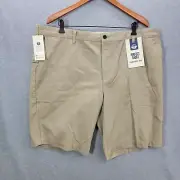 DOCKERS shorts Mens 42 Tan Perfect Shorts Flat Front Classic Fit chino