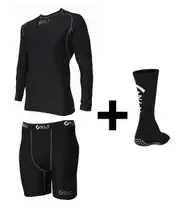 Compression Wear & Grip Socks Bundle - Blue Baselayer set - Only Sport