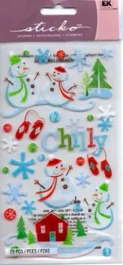 WINTER Snow Snowman Chilly Mittens Cold Snowmen Sticko Stickers