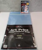 100 Large BCW 11x17 Poly Bags 2 MIL + 100 4x6 Ultra Pro Soft Sleeves NEW