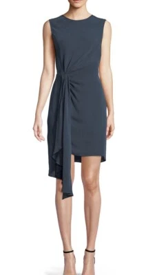 Milly Side Twist Sheath Rachael Dress Navy Sleeveless 14