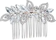 VICASKY 1pc Elegant Alloy Bridal Hair Comb with Imitation Crystal Inlay Stylish Hair Accessory for Women for Weddings Parties and Special Occasions Silver