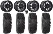 KMC Technic 15" Wheels Matte Bk 32" RC500S Sticky Tires Polaris Ranger XP 9/1K