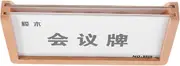 Gatuida Conference Board Office Name Plate Holder for Desks Business Card Holder Welcome Sign Stand Acrylic Table Decoration with Base Acrylic Name Place Card Holder Wood Base Beige