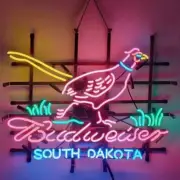Pink Pheasant Beer South Dakota Real Glass Bar Neon Sign Store Gift 20"x16"