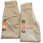 TWO Dickies Boy’s Flat Front Pants Size 10 Classic Fit reinforced knee