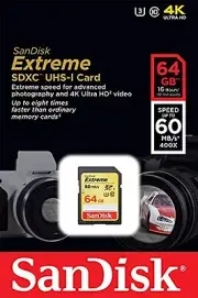 Sandisk 64G extreme V10 4K Ultra HD SD card for Panasonic Lumix GX85 GX8 camera