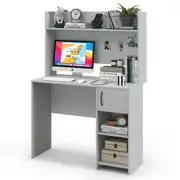 Giantex Modern Computer Laptop Desk Study Writing Table Home Office Desk w/Open Shelves & Cabinet Grey