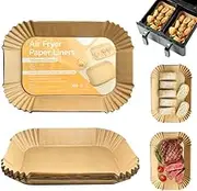100PCS Air Fryer Liners FUNCYboo,Air Fryer Paper Liners Square Air Fryer Disposable Paper Liners Non-Stick,Oil-Proof,Water-Proof Food Grade Parchment Paper fit Bread,Meat,Pizza (Top 10.6",Bottom 8.6")