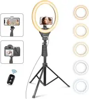 UBeesize 10 inch LED ring light with 158 cm tripod, photography light, smartphon