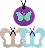 Panny & Mody 3 Pack Sensory Chew Necklaces Australian Local Manufacturer Cute Silicone Animal Pendant Necklaces