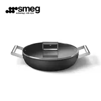 在飛比找PChome24h購物優惠-【SMEG】義大利彩色不沾雙耳燉鍋28cm(含蓋)｜耀岩黑