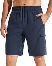 [Libin] Men's Hiking Cargo Shorts Lightweight Quick Dry Athletic Casual Shorts for Golf Outdoor Active Zipper Pockets