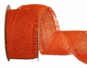 10 yd. roll ORANGE COUNTRY WEAVE FRINGE BURLAP RIBBON 2 1/2" Wide