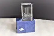 New Etched Acrylic Lucite Block Paperweight World Trade Center