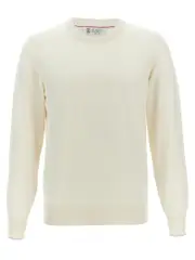 [Brunello Cucinelli] Brunello Cucinelli-Cotton Sweater Maglioni Bianco-Uomo 56IT White