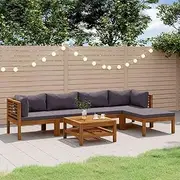 Patio Furniture Sets 6 Piece Garden Lounge Set with Cushion Solid Acacia Wood